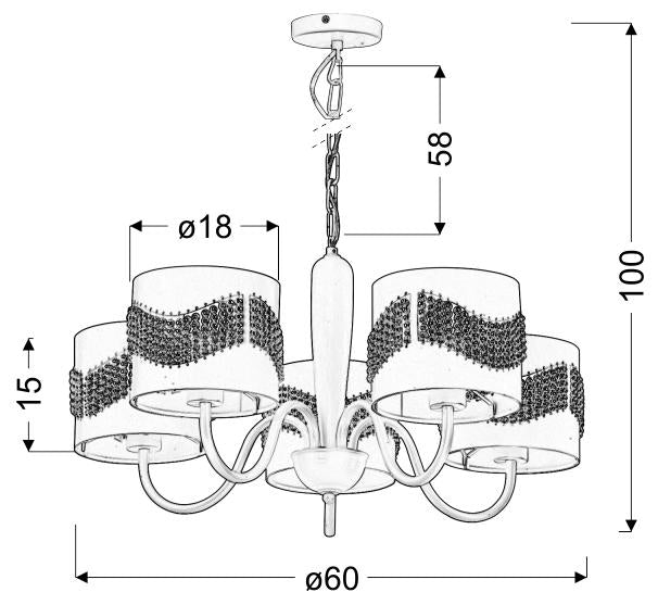 Candellux Antonio 5L chandelier E27 D 60cm