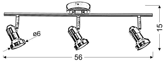 Candellux Arkon 3L monorail lamp GU10 W 56cm