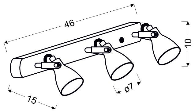 Candellux Ash 3L ceiling spotlights GU10 W 46cm