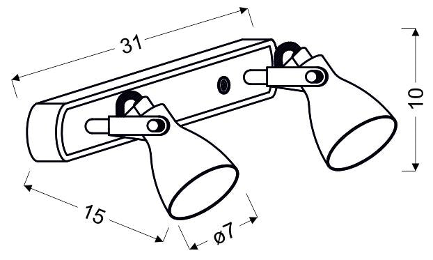 Candellux Ash 2L ceiling spotlights GU10 H 11cm