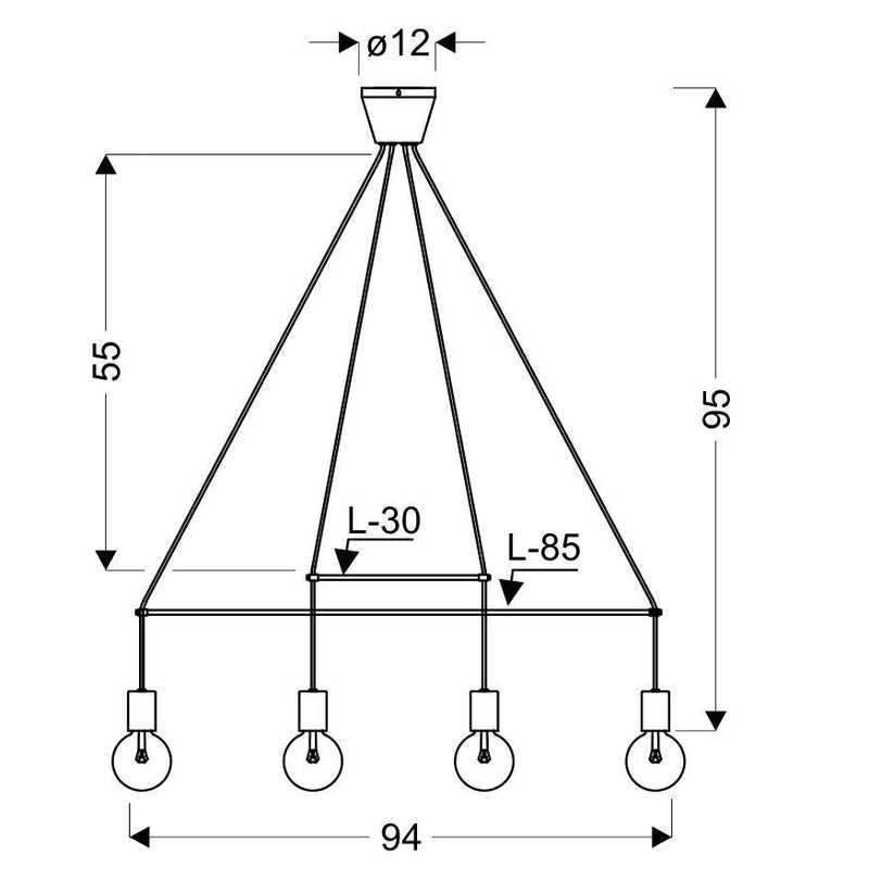 Candellux Alto 4L linear suspension pendant lamp E27 W 94cm