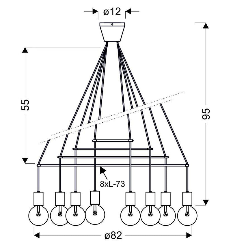 Candellux Alto 8L pendant lamp E27 D 82cm
