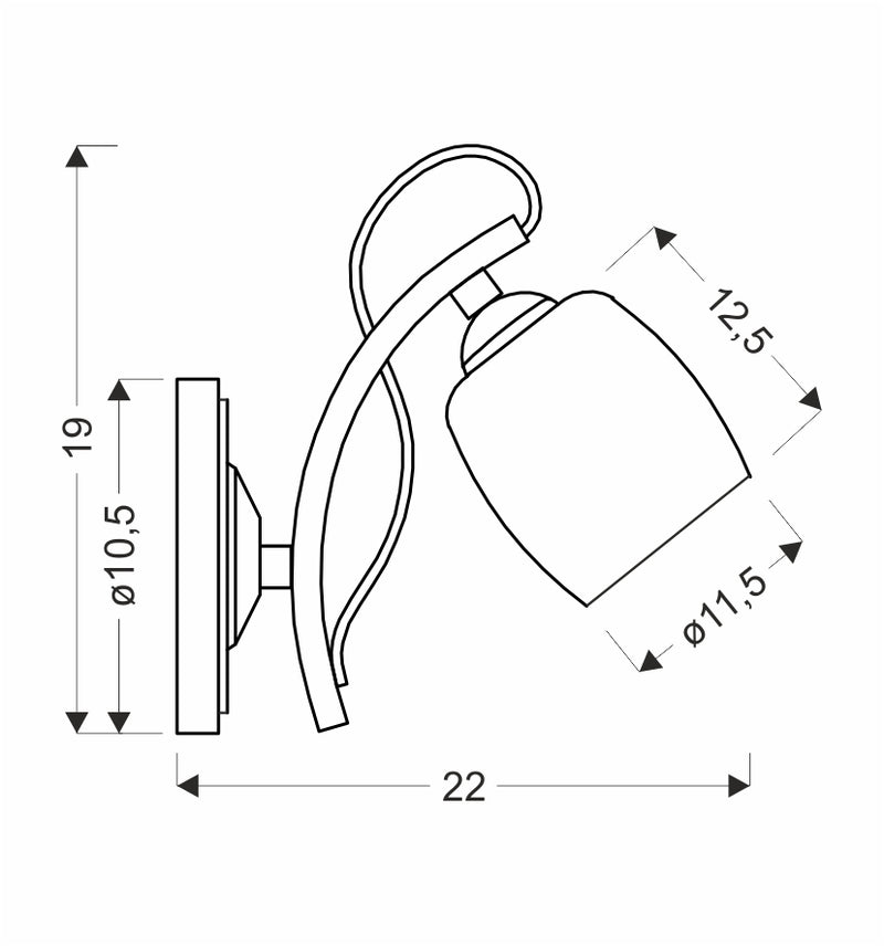 Candellux Amba 1L wall sconce lamp E27 H 19cm