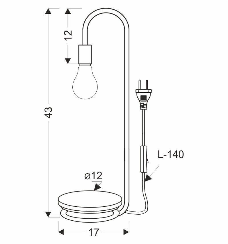 Candellux Abi 1L table lamp E14 H 43cm