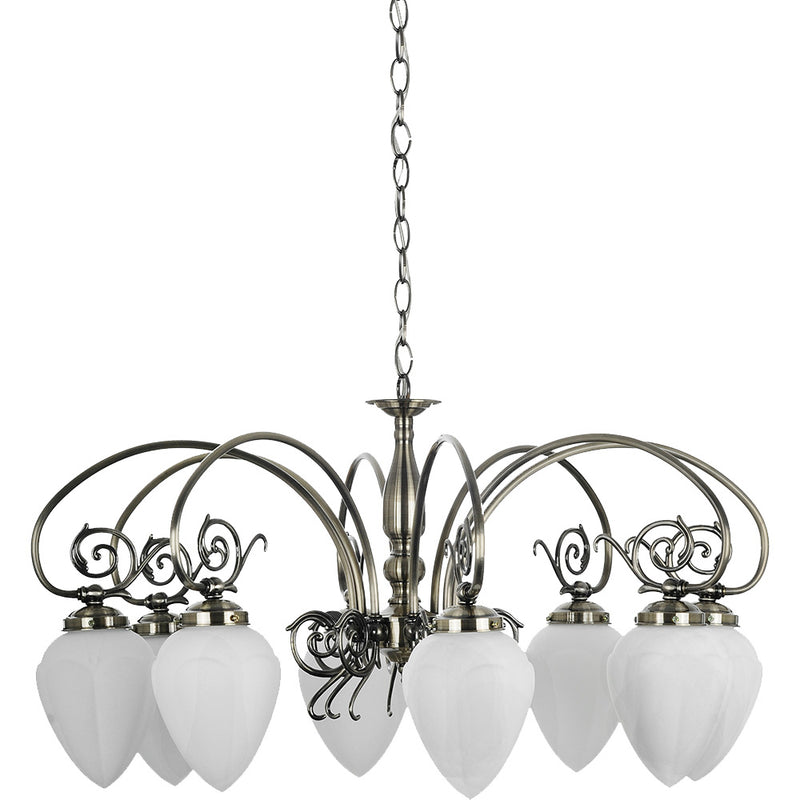 Bossa Chandelier 8xE14 40W Patina/White