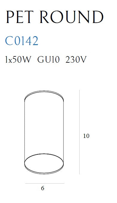 Maxlight Pet 1L kattovalaisin GU10, D 6cm