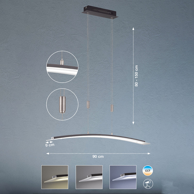 Fischer & Honsel Metis 1L railverlichting plafondlamp B 90cm zwarte LED