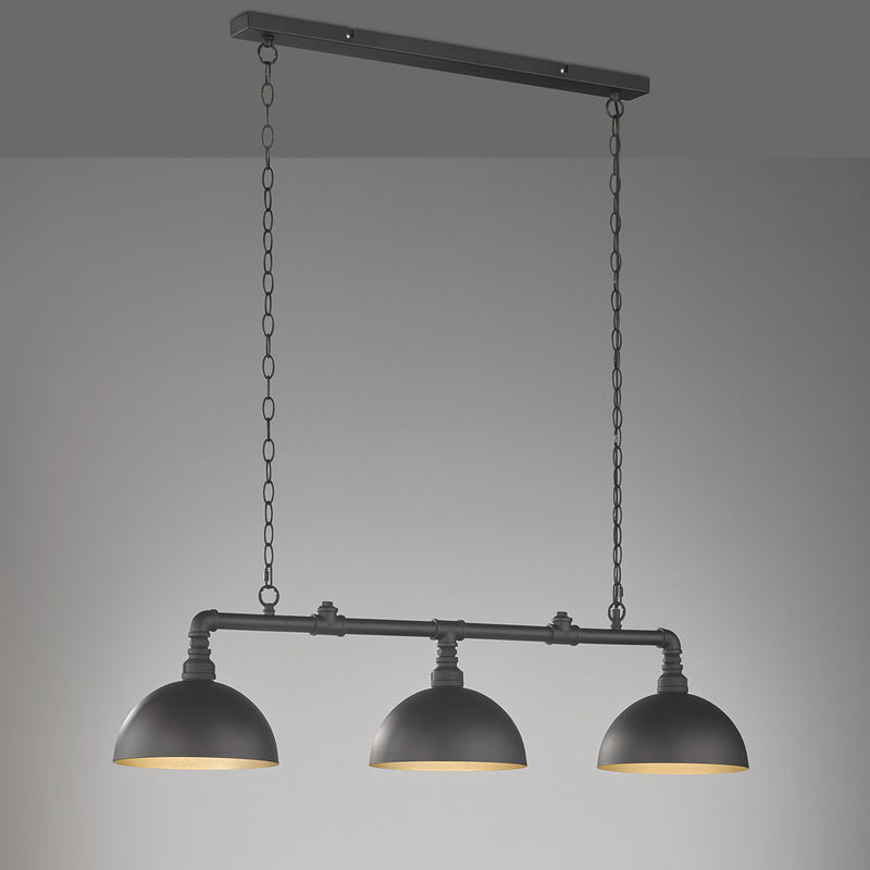 Fischer & Honsel Leitung 3L linear suspension ceiling lamp W 113cm, black