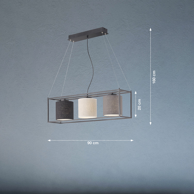 Fischer & Honsel Gilli 3L lineaarinen riippukattovalaisin L 90cm, musta