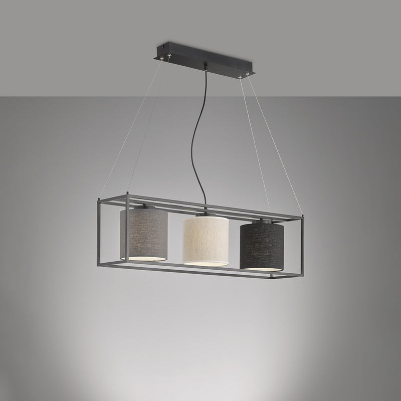 Fischer & Honsel Gilli 3L linear suspension ceiling lamp W 90cm, black