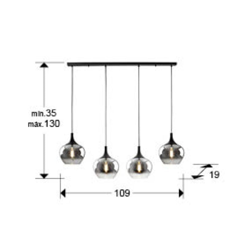 Schuller Opaz 4L linear suspension ceiling lamp E27 W 109cm