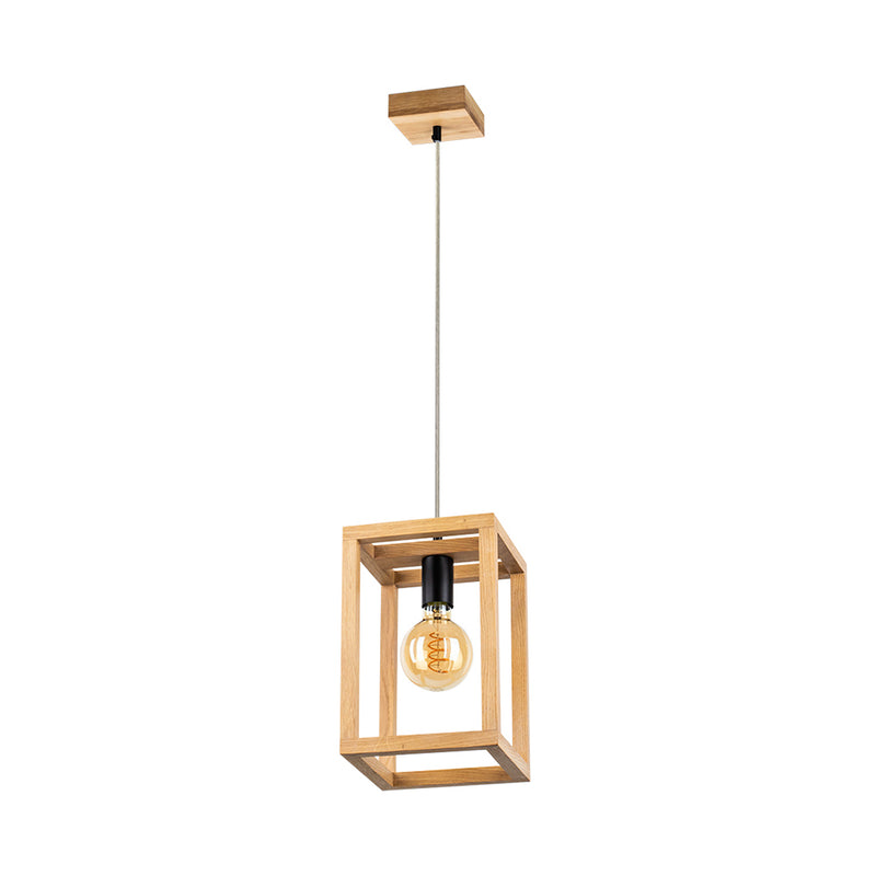 Kago Pendant 1xE27 Max.60W Oiled Oak/Black/Transparent