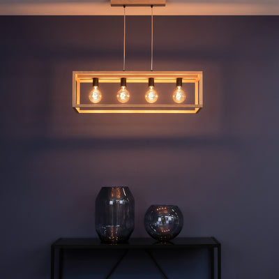 Kago Pendant Lamp 4xE27 Max.60W Oiled Oak/Black PVC/Black