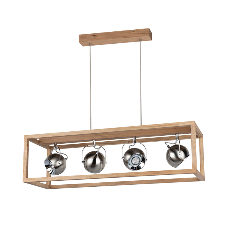 Roy Pendant Incl.4xLED GU10 5W Oiled Oak/Transparent/Satin