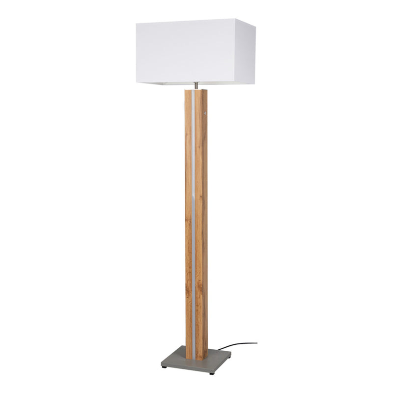 Flame Table Lamp 1xE27 Max.40W; 1x LED 12V Integrated 4.6W Veneer Oak/Black PVC/Gray With Touch Dimmer