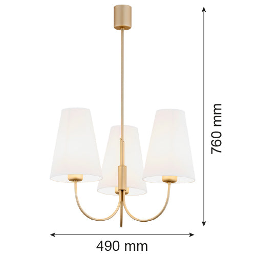 Argon Safiano 3L chandelier E27 H 76cm