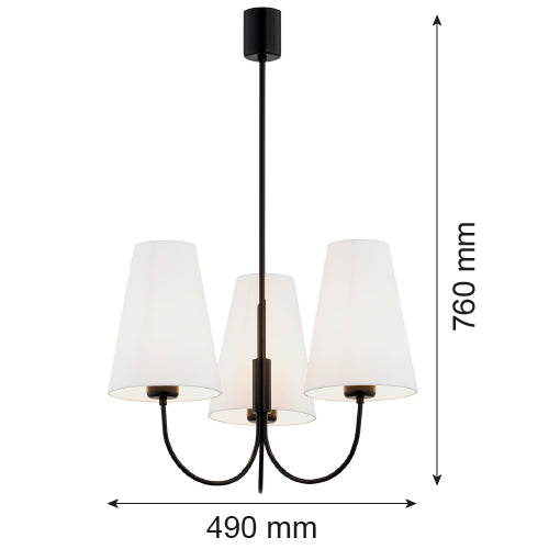 Argon Safiano 3L chandelier E27 H 76cm