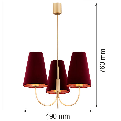 Argon Safiano 3L chandelier E27 H 76cm
