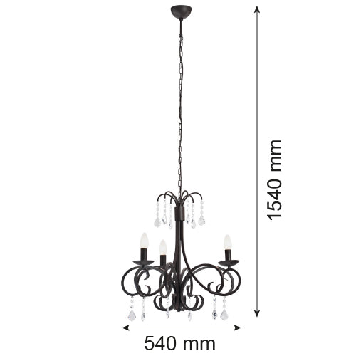 Argon Diadema 3L chandelier E14 H 154cm