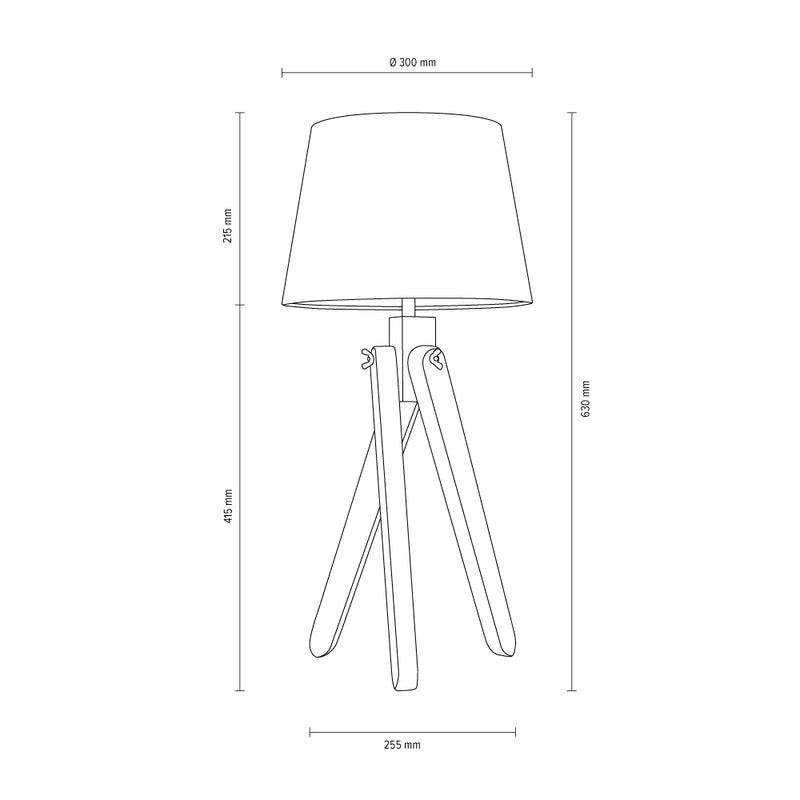 Rune Wooden FSC Table Lamp 1xE27 Max.40W Oiled Oak/Transparent Synthetic Cable/White