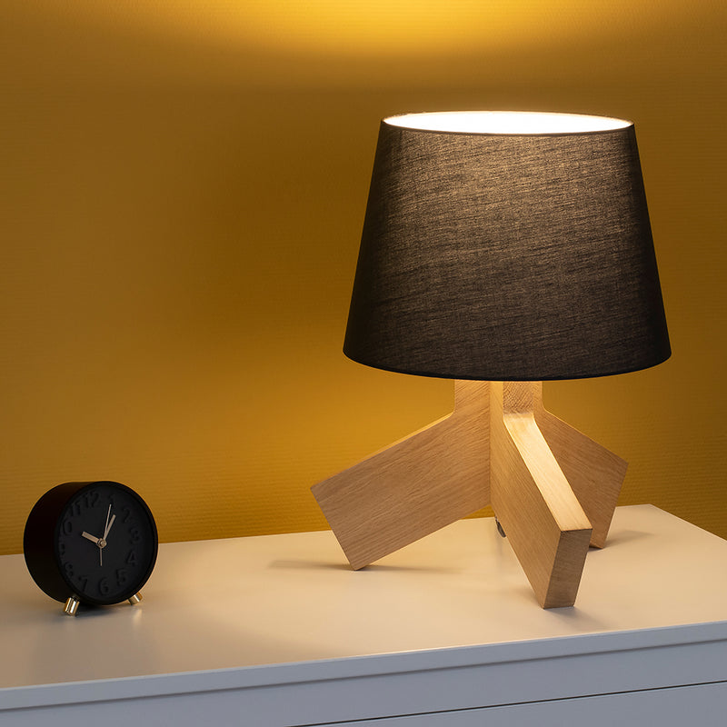 Tilda Wooden FSC Table Lamp 1XE27 60W Oak/Anthracite Synthetic Cable/Anthracite