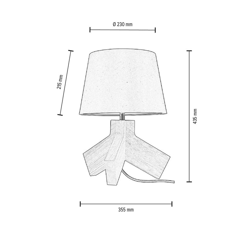 Tilda Wooden FSC Table Lamp 1XE27 60W Oak/Anthracite Synthetic Cable/Anthracite