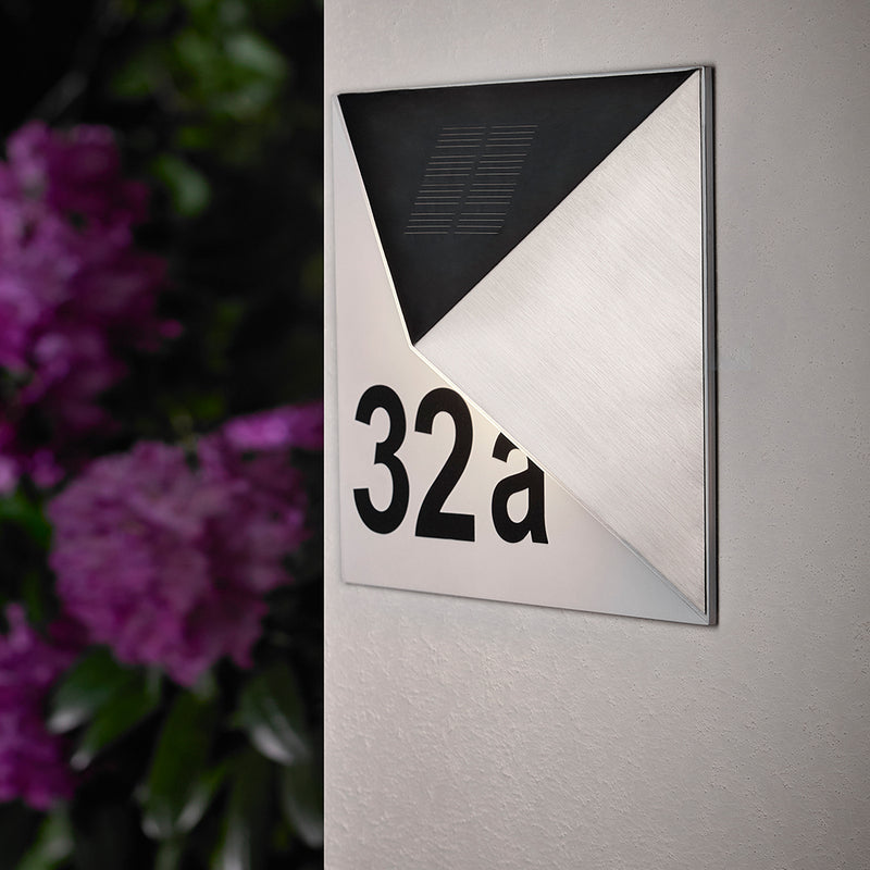 Solar House Number Wall Lamp Incl. 3x0.1W LED Satin/White/Black