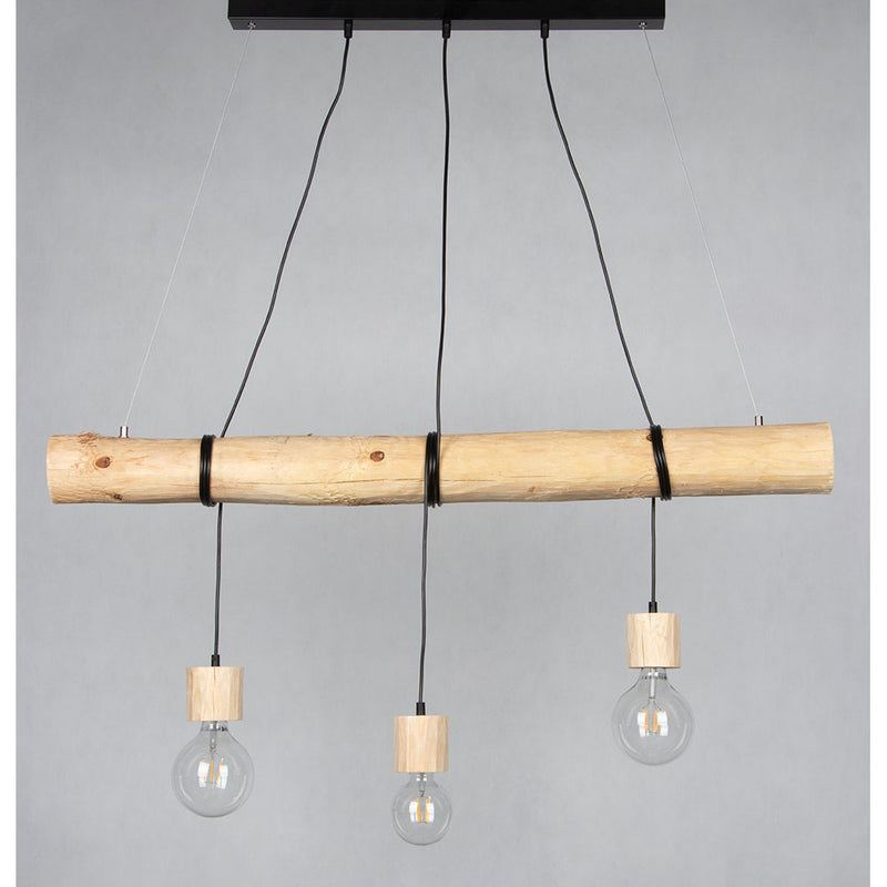 Trabo Pino Pendant Lamp 3xE27 Max.60W Natural Pine Black PVC/Black