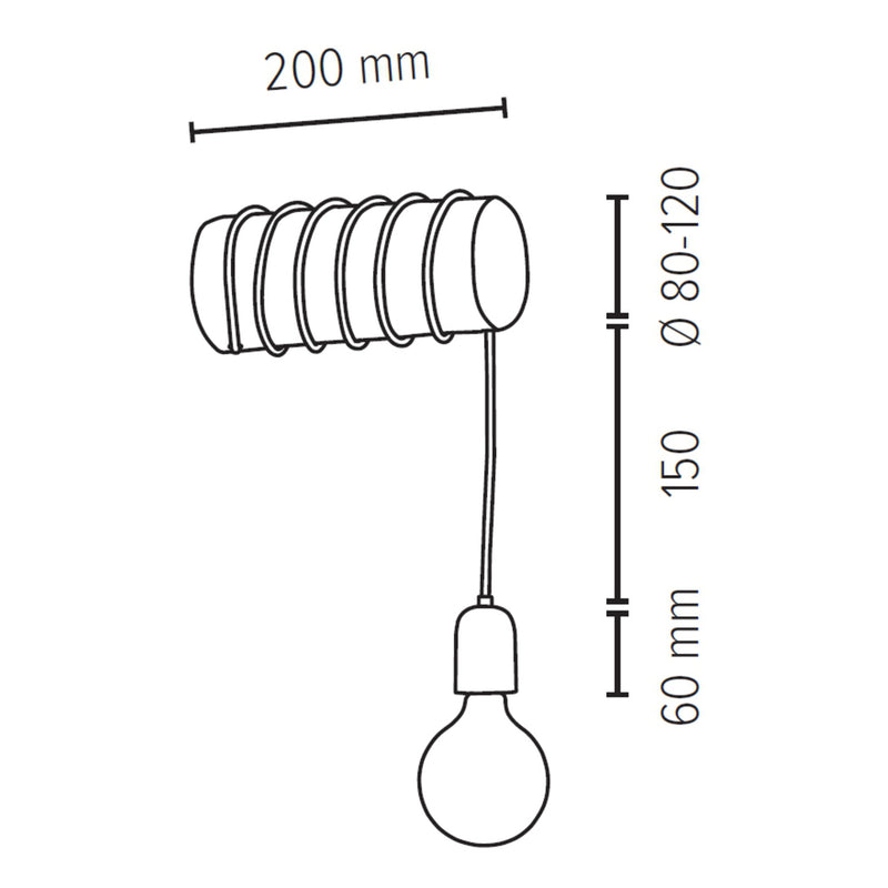 Trabo Short Wall Lamp 1xE27 Max.25W Natural Pine/Black/Black PVC