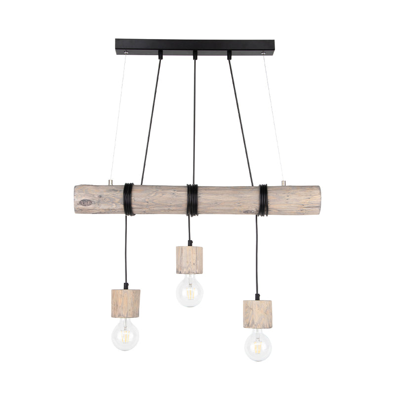 Trabo Pino Gray Wooden FSC  Pendant Lamp 3xE27 Max.60W Gray Pine/Black PVC Cable/Black