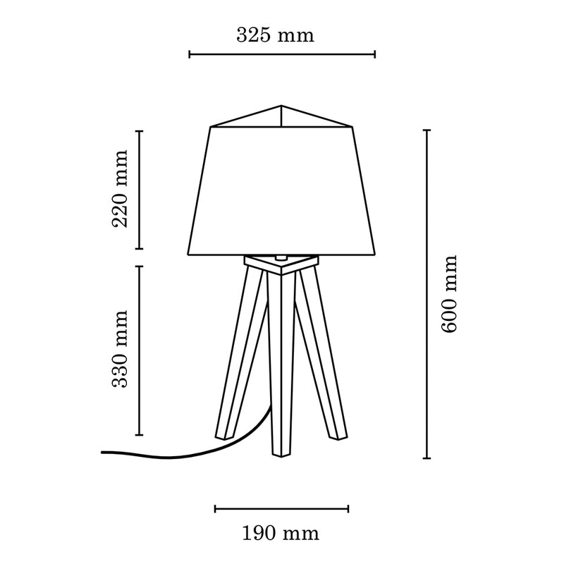 Estella Wooden FSC Table Lamp 1xE27 Max.25W Oiled Oak/Anthracite Synthetic Cable/White