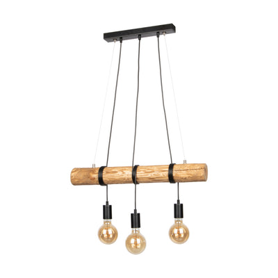 Tongo Pendant Lamp 3xE27 Max.60W Black/Black PVC/Black Stained Pine