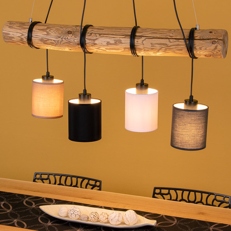 Pietro Mix Pendant Lamp 4xE27 Max.25W Natural Pine/Black/Black PVC/White/Black/Brown/Anthracite