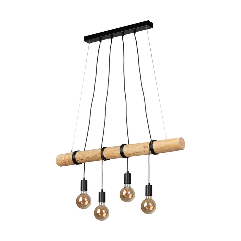 Tongo Pendant Lamp 4xE27 Max.60W Black/Natural Pine/Black/Black PVC