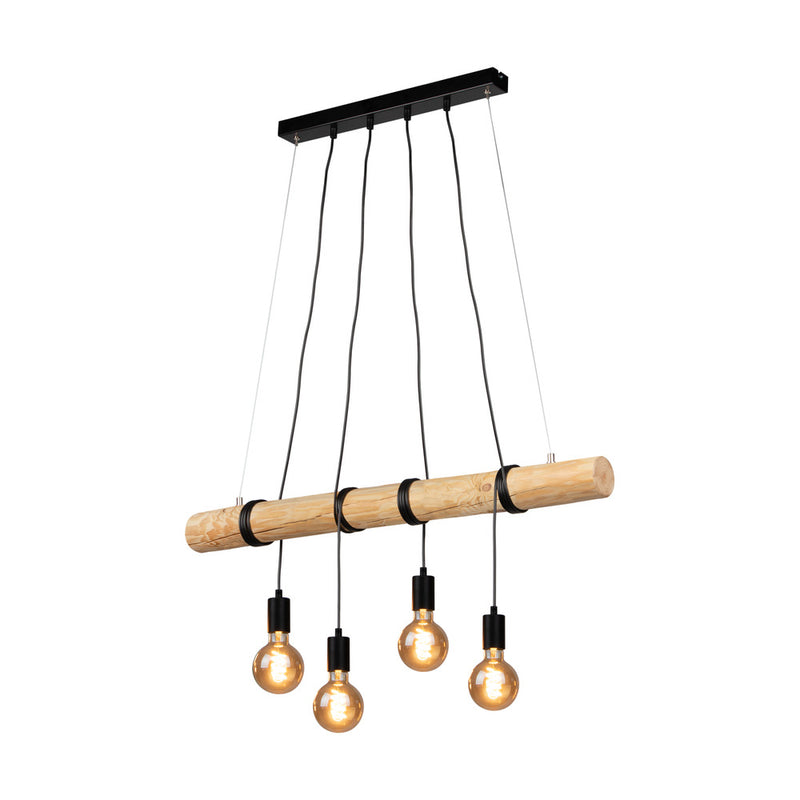 Tongo Pendant Lamp 4xE27 Max.60W Black/Stained Pine/Black/Black PVC