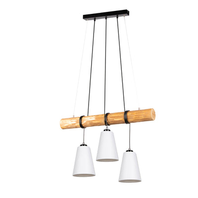 Trabo Carlos Pendant Lamp 3xE27 Max.25W Black/Black PVC/Brown Stained Pine/White