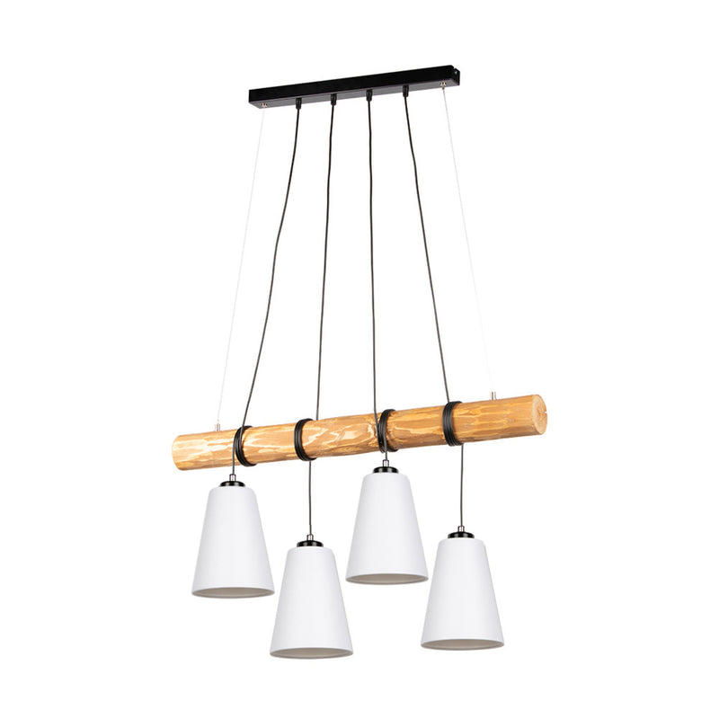 Trabo Carlos Pendant Lamp 4xE27 Max.25W Black/Black PVC/Brown Stained Pine/White