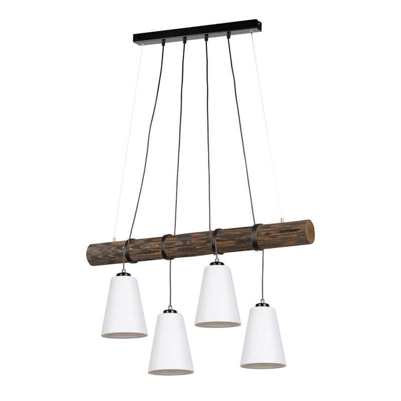 Trabo Carlos Pendant Lamp 4xE27 Max.25W Black/Black PVC/Black Walnut Stained Pine/White