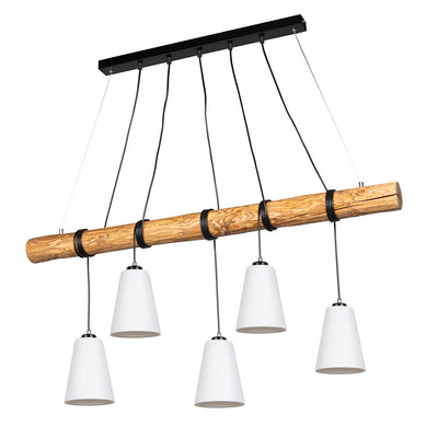 Trabo Carlos Pendant Lamp 5xE27 Max.25W Black/Black PVC/Brown Stained Pine/White