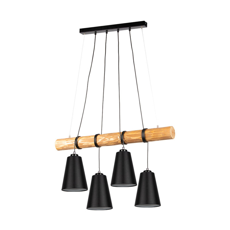 Trabo Carlos Pendant Lamp 4xE27 Max.25W Black/Black PVC/Brown Stained Pine