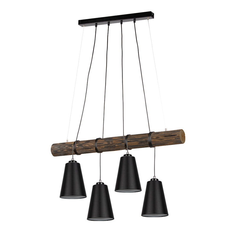 Trabo Carlos Pendant Lamp 4xE27 Max.25W Black/Black PVC/Black Walnut Stained Pine