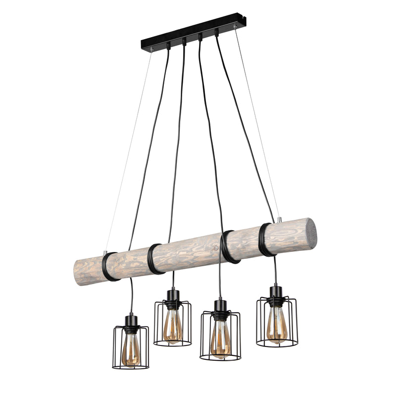 Keyla Pendant Lamp 4xE27 Max.60W Black/Pine Gray/Black PVC/Black