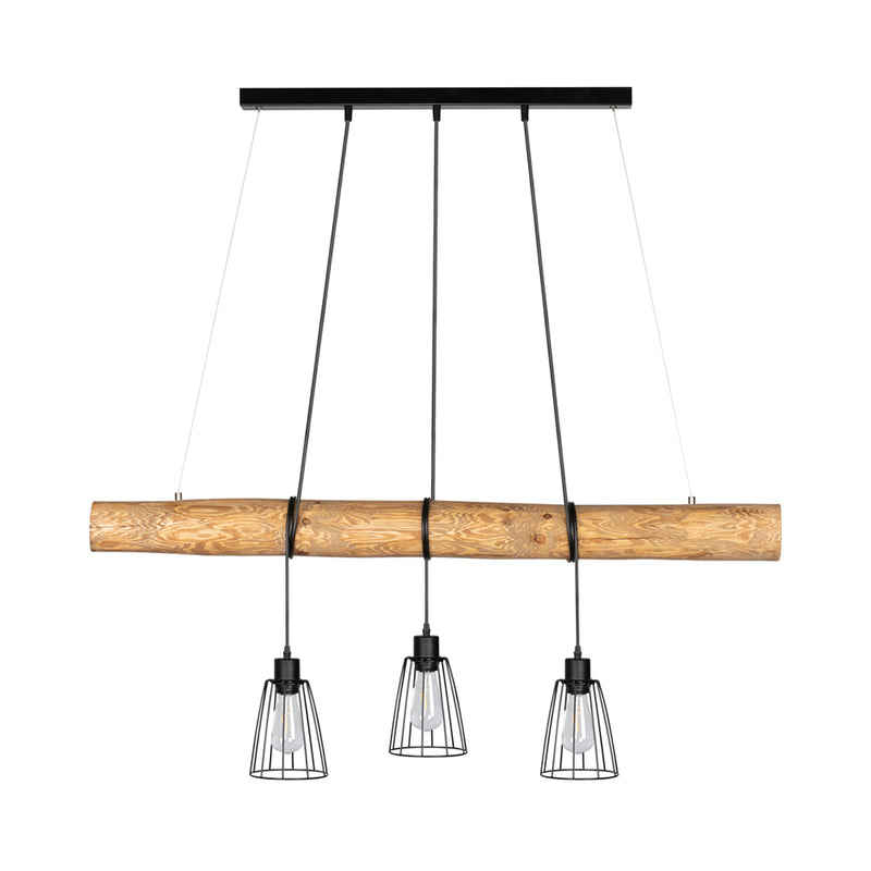 Trabo Long Pendant 3xE27 Max.60W Stained Pine/Black