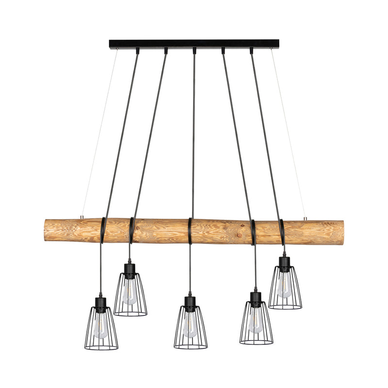 Trabo Long Pendant 5xE27 Max.60W Stained Pine/Black