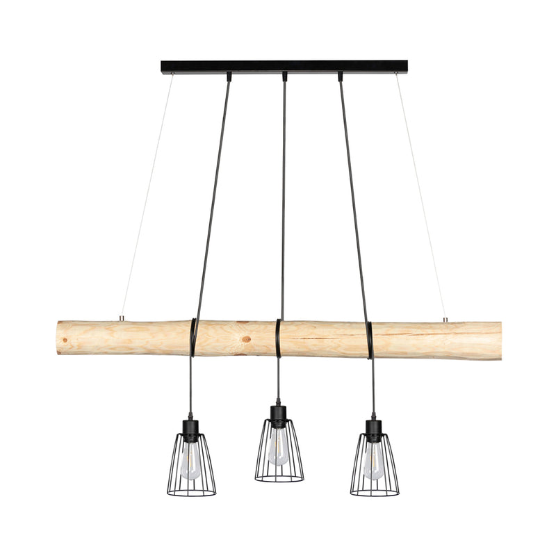 Trabo Long Pendant 3xE27 Max.60W Natural Pine/Black