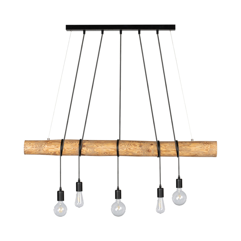 Trabo Long Pendant Lamp 5xE27 Max.60W Stained Pine/Black