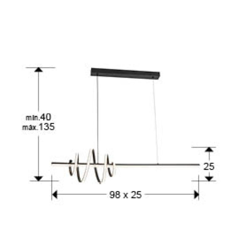 Schuller Tornado 1L linear suspension ceiling lamp W 98cm