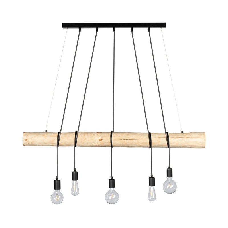 Trabo Long Pendant 5xE27 Max.60W Natural Pine/Black