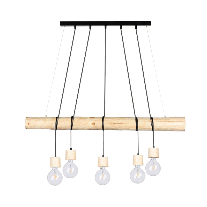 Trabo Pino Pendant Lamp 5xE27 Max.60W Natural Pine/Black PVC/Black