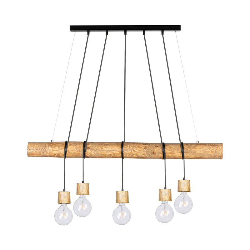 Trabo Pino Pendant Lamp 5xE27 Max.60W Stained Pine/Black PVC/Black